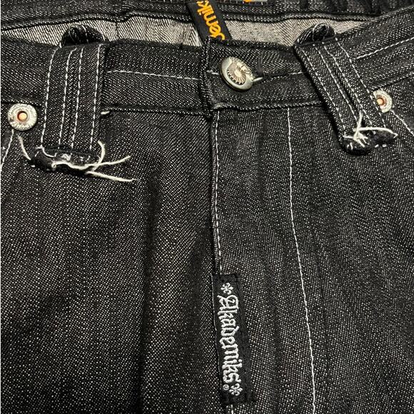 Akdmks Jeanius House Rhinestone Dark Wash Wide Leg Jeans - Picture 7 of 11